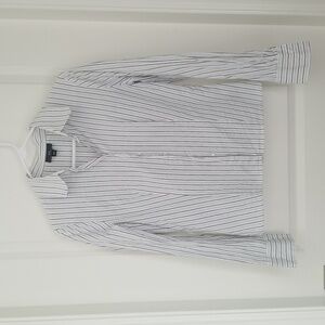 Striped White Collared Button Down Blouse